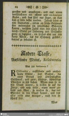 Andere Classe, Auflösende Mittel, Resolventia
