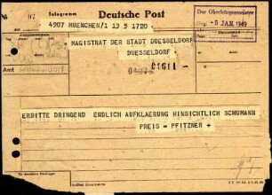 5-10-16-4.0000: Pfitzner, Professor Hans, Generalmusikdirektor, Komponist; diverse Schreiben ff.: Bitte um Aufklärung