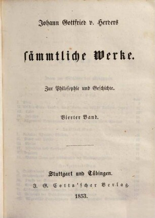 Johann Gottfried v. Herders sämmtliche Werke : in vierzig Bänden. 29, Zur Philosophie und Geschichte ; 4. Bd.