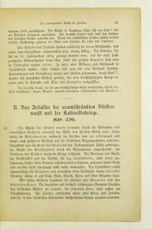 II. Das Zeitalter der unumschränkten Fürstenmacht und der Kabinettskriege. 1648-1789