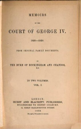 Memoirs of the court of George IV. 1820 - 1830 : from original family documents. 1