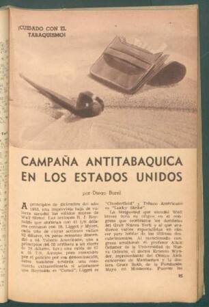 Campaña antitabaquica en los Estados Unidos : ¡Cuidado con el tabaquismo!