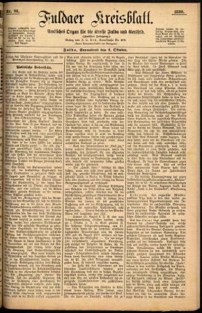 Erste Ausgabe vom Samstag, den 02. Oktober 1880.