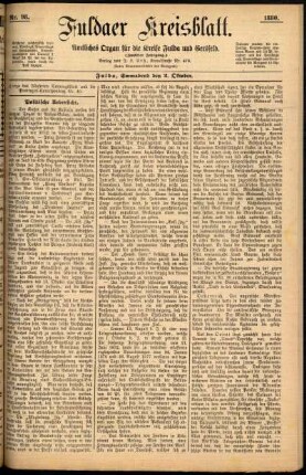 Erste Ausgabe vom Samstag, den 02. Oktober 1880.