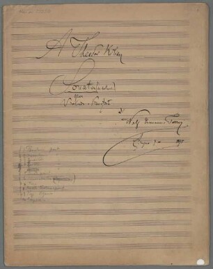 Sonatas, vl, pf, op.1, g-Moll - BSB Mus.ms. 23550 : A Theodor Kilian // Sonata (in sol min.) // per // Violino e Pianoforte // di // Wolf Ermanno Ferrari // Giugno 7 = 1895
