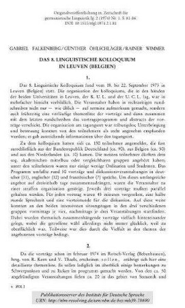 Das 8. Linguistische Kolloquium in Leuven (Belgien)