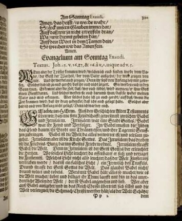 Evangelium am Sonntag Exaudi.