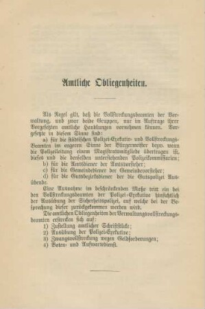 Amtliche Obliegenheiten.