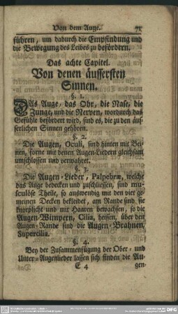 Das achte Capitel. Von denen äussersten Sinnen
