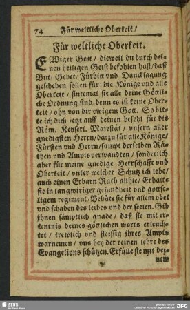 Für weltliche Obrigkeit