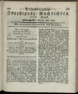 XXX. Stück. Sonnabends: den 23. Jul. 1791.