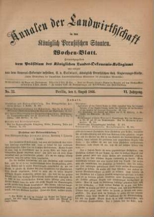 No. 32. Berlin, den 8. August 1866. VI. Jahrgang.
