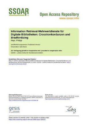 Information Retrieval-Mehrwertdienste für Digitale Bibliotheken: Crosskonkordanzen und Bradfordizing