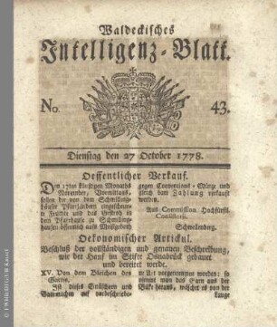 No. 43. Dienstag den 27 October 1778