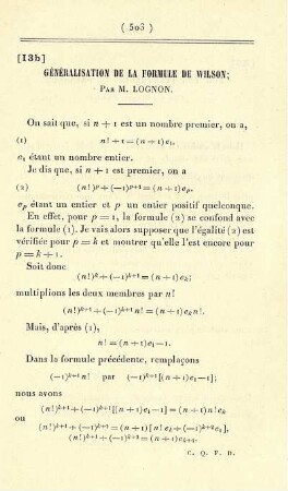 Généralisation de la formule de Wilson.