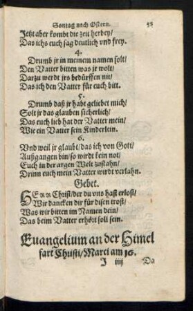 Evangelium an der Himel fart Christi ..