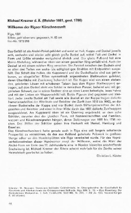Michael Krezner d.Ä. (Meister 1661, gest. 1700) Willkomm der Rigaer Kürschnerzunft