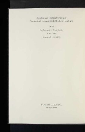 Bd. 2, 4: Nachträge : Cod. theol. 1002–2256 Bd. 2,4 (Nachträge)