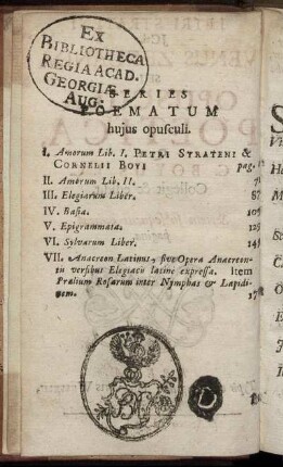 Series Poematum hujus opusculi.