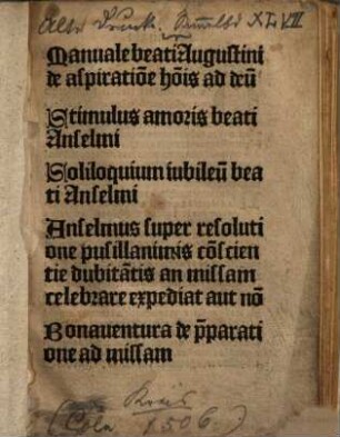 Manuale beati Augustini de aspiratione hominis ad deum