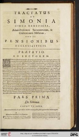Pars prima: De Simonia