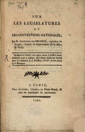 Sur les legislatures et les conventions nationales