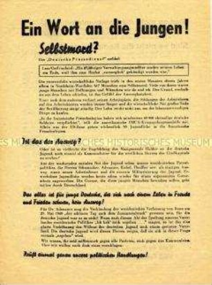 Propagandaflugblatt der KPD mit Ausrichtung auf die Jugend