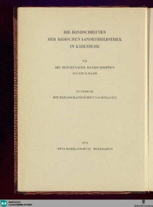 7: Die Reichenauer Handschriften : Zeugnisse zur Bibliotheksgeschichte