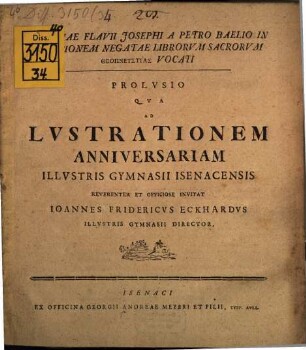 Vindicae Flavii Josephi, a P. Baelio in suspicionem negatae librorum sacrorum theopneustias vocati