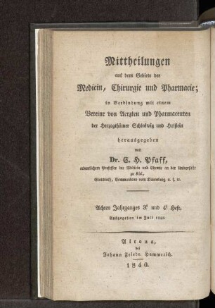 Achten Jahrganges 3. und 4. Heft. Ausgegeben im Juli 1840. - Sechsten Jahrganges 3. und 4. Heft. Ausgegeben im Juli 1840.