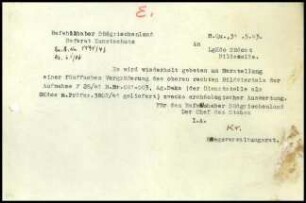 Schreiben; Referat Kunstschutz an Luftgaukommando Süd-Ost Bildstelle