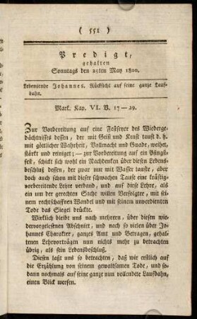 551-562, Predigt, gehalten Sonntags den 25ten may 1800.