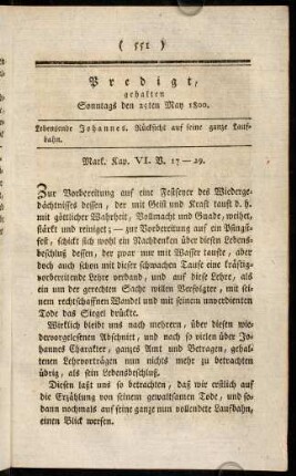 551-562, Predigt, gehalten Sonntags den 25ten may 1800.