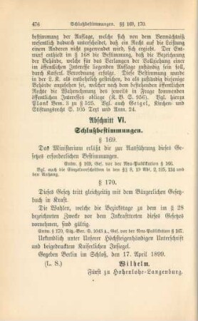 Abschnitt VI. Schlußbestimmungen