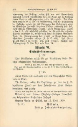 Abschnitt VI. Schlußbestimmungen