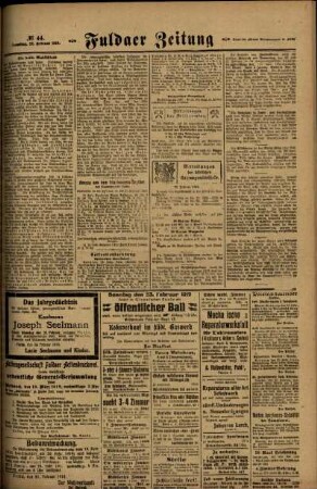Zweite Ausgabe vom Samstag, den 22. Februar 1919.
