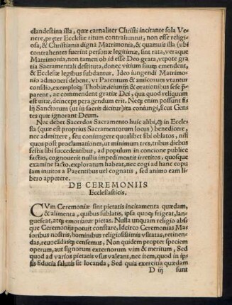 De Ceremoniis Ecclesiasticis.