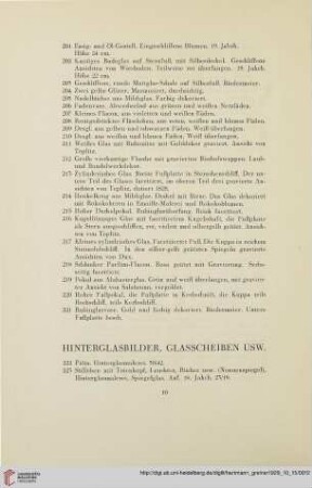 Hinterglasbilder, Glasscheiben usw. (Nr. 222-234)