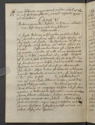 Caput V. Rubrica generalis Missalis, et Ritus in celebratione Missa tum privata tum solemnis observanda.