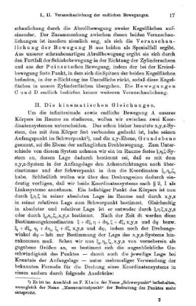 II. Die kinematischen Gleichungen
