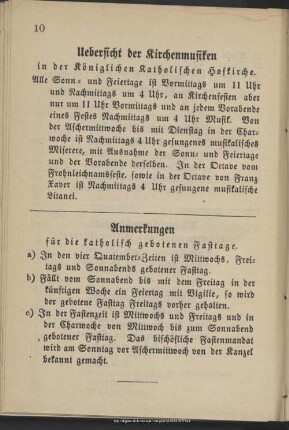 Uebersicht der Kirchenmusiken
