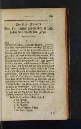 Fünftes Kapitel. Von den hieher gehörenden Krankheiten der Schaafe und Ziegen.
