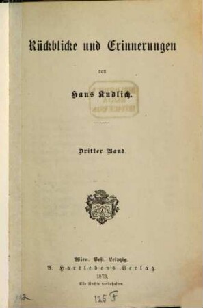 Rückblicke und Erinnerungen, 3