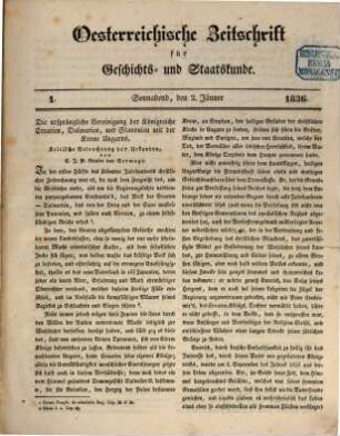 Österreichische Zeitschrift für Geschichts- und Staatskunde. 2. 1836