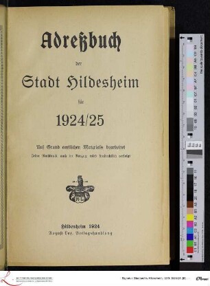 1924/25: [1924/25] Adreßbuch der Stadt Hildesheim : für 1924/25