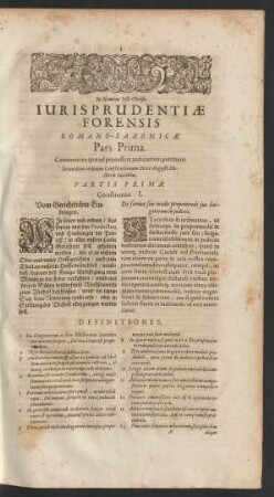 Iurisprudentiae Forensis Romano-Saxonicae Pars Prima.