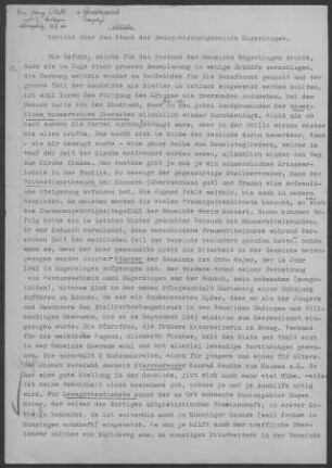 Mägerkingen mit Bronnen/Lauchert und der Heil- und Pflegeanstalt Mariaberg: Pfarrbericht 1944