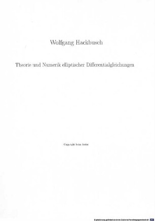 Theorie und Numerik elliptischer Differentialgleichungen