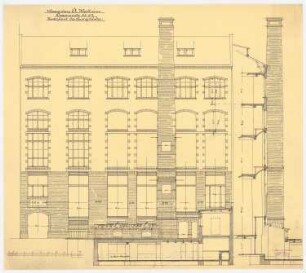 Warenhaus Wertheim, Oranienstraße, Berlin 1. Bauabschnitt: Quergebäude: Rückansicht, 1:50