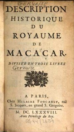 Description historique du royaume de Macaçar